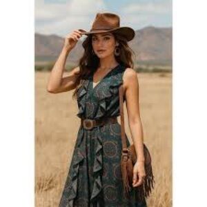 Tasha Polizzi Paisley Midi Dress - Teal and Brown